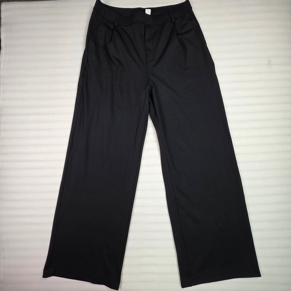 Halara Black Wide Leg Pleated Trousers High Waisted Dress Pants Women L